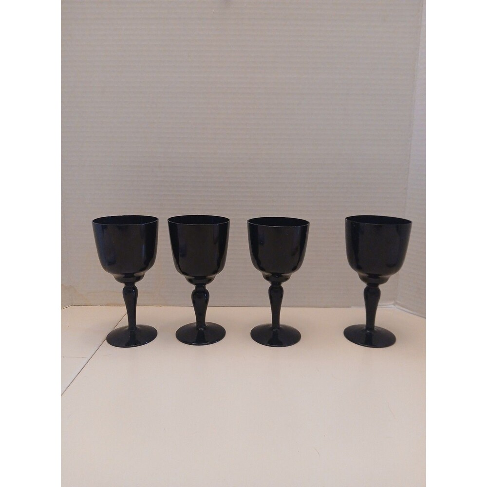 Toscany  water  goblets Black Amethyst Set Of 4 Vintage-  Circa 1970s